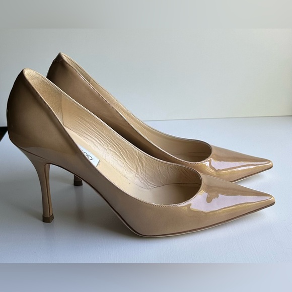 Jimmy Choo Beige Patent Leather Heels - Picture 1 of 16
